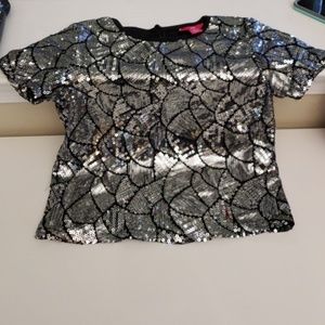 Girl's short sleeve sequined shirt